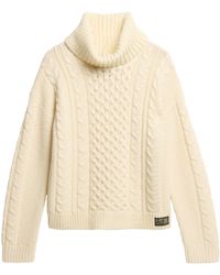 Superdry - Strickpullover mit Rollkragen und Zopfmuster Island Ecru 42 - Lyst