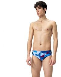 Speedo - 8cm Allover Digital Brief Swim Trunks Swimmers Blue Size Uk 30 - Lyst