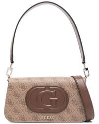 Guess - Eco Mietta Flap Shoulder Bag Latte Logo/Brown - Lyst