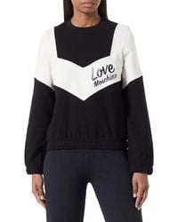 Love Moschino - Regular fit Long-Sleeved Roundneck Sweatshirt in 100% Cotton Fleece with Contrast Color Inserts on The Front - Lyst