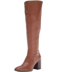 Franco Sarto - S Tribute Knee High Heeled Boot Saddle Brown Stretch Wide Calf 8.5 M - Lyst