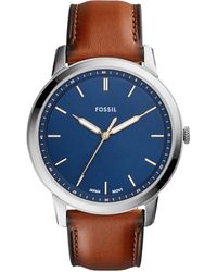 Fossil - Fossil Minimalist Dial Leather Watch Fs5304 - Lyst