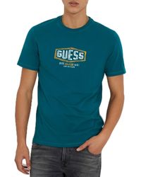 Guess - Shirt Box Crack Logo Verde Petrolio - Lyst