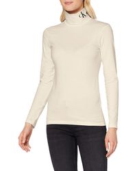 Calvin Klein CK Silicone LS Roll Neck Camicia - Bianco
