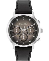Calvin Klein - Orologio Analogico Multifunzione al Quarzo da Uomo Collezione GAUGE con Cinturino in Pelle Nero - 25200496 - Lyst