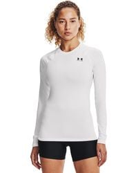 Under Armour - S Ua Hg Authentics Comp Ls Gym Top White 10 - Lyst