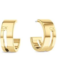 Calvin Klein - Geometric Collectie Oorbellen In Roestvrij Staal En Geelgoud - Lyst
