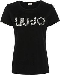 Liu Jo - Liu Jo T-Shirt ica Corta con Logo E Applicazioni MA4322J5904 Nero - Lyst