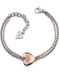 Guess - Unchain My Heart Bracelet Surgical Stainless Steel Rose Gold Plated Logo Ubb78103-s [ac1125] - Lyst