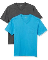 Amazon Essentials 2-pack Regular-fit Short-sleeve V-neck Pocket T-shirt - Blue