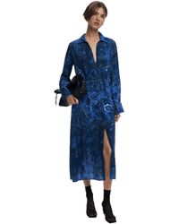 Desigual - Paisley-Hemdkleid, Damen, Viskose, Blau - Lyst