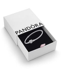 PANDORA - Moments Sterling Silver Knotted Heart T-bar Bracelet - Lyst