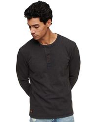 Superdry - Waffle Long Sleeve Henley Top M6010776A Washed Black Größe XL - Lyst