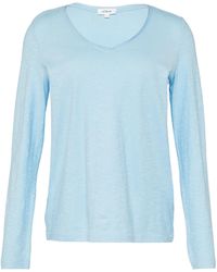 S.oliver - Langarmshirt aus Slub Yarn mit Rollkanten am Ausschnitt hellblau 46 - Lyst