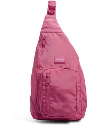 Vera Bradley Womens Recycled Lighten Up Reactive Sling Backpack Bookbag - Pink