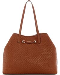 Guess - Tas Vikky Ii Tote Color Café - Lyst