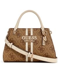 Guess - Noelle II Luxury Satchel Bag Latte Logo - Lyst