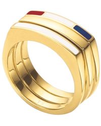 Tommy Hilfiger - 2700581C Ring KEY STYLES Edelstahl vergoldet blau-weiß-rot 17,2 mm Größe 54 - Lyst