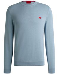 HUGO - Pullover Aus Baumwolle Mit Rotem Logo-Label - Lyst