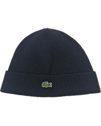 Lacoste - Rb3502 Wool Beanie Hat In Black - Lyst