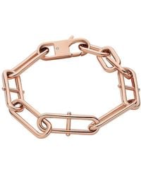 Fossil - Heritage D-link Rose Gold-tone Stainless Steel Chain Bracelet - Lyst