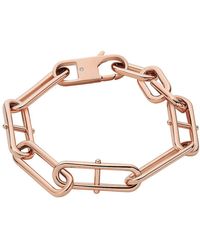 Fossil - Heritage D-link Rose Gold-tone Stainless Steel Chain Bracelet - Lyst