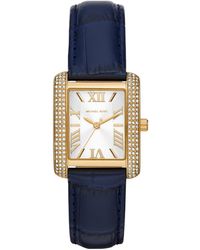 Michael Kors - Mini Emery Pavé Gold-tone And Crocodile Embossed Leather Watch - Lyst