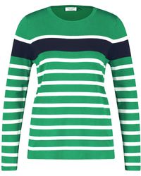 Gerry Weber - Softer Pullover mit modischen Streifen Langarm gestreift Vibrant Green/Offwhite Striped 38 - Lyst