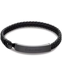 Calvin Klein - Jewelry Ionic Plated Black Steel And Black Leather Bracelet - Lyst