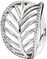 PANDORA - Ring Palmenblatt 925 Silber Zirkonia weiß Gr. 56 - Lyst