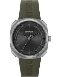 HUGO - Analogue Quartz Watch For Men With Green Leather Strap - 1530307 - Lyst