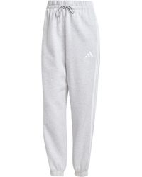 adidas - Mujer Essentials 3-stripes Fleece Loose Pants - Lyst
