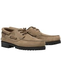 Timberland - Mocassino Authentic 3 Eye Lug Scarpa da Barca Uomo Pelle Beige 45 - Lyst