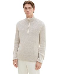 Tom Tailor - 1038243 Mouliné Strick-Pullover mit Troyer-Kragen - Lyst