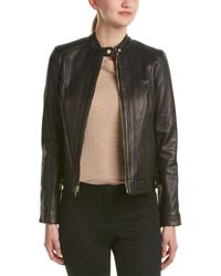 Cole Haan - Womens Racer With Quilted Panels Leather Jacket - Lyst