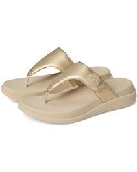 Fitflop - F-Mode Go Beadie-Button Adj. Flatform Toe/Post Sandals Wedge Shoes 7 M (B) Leather - Lyst