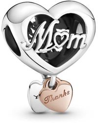 PANDORA - Thank You Mum Heart Charm - Lyst