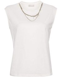 Liu Jo - Liu Jo T-Shirt ica Corta con Accessorio A Catena con Logo WA4016J5003 Bianco - Lyst
