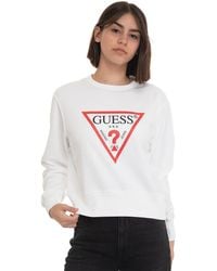 Guess - Iconica Crewneck Sweatshirt White - Lyst