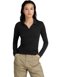 G-Star - Ribbed Slim Poloshirt - Lyst