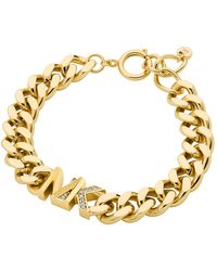 MICHAEL Michael Kors - 14k Gold Plated Brass Pave Curb Link Bracelet - Lyst