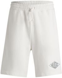 HUGO - Damtus Shorts aus Baumwoll-Terry mit Logo-Stickerei Natur M - Lyst
