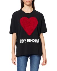 Donna Love Moschino Loose Fit Long Sleeved Dress Maxi Heart with Tulle Ruffle Applique And Logo Print Abito Casual
