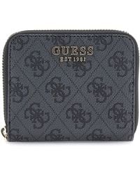 Guess - Laurel Ii Slg Small Zip Around Wallet Coal Logo - Lyst