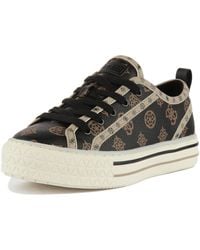 Guess - Peytin Lace Up Syntetic 4g Peony Logo Platform Trainers - Lyst
