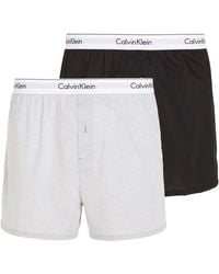 Calvin Klein - Slim Fit - Boxers 2 Pack - Signature Waistband Elastic - 100 Percent Cotton - Black/grey - Size - Lyst