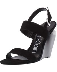 Calvin Klein S Leslie Open Toe Casual Ankle Strap - Nero