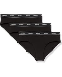 HUGO - Boss 3-pack Repeat Logo Cotton Stretch Hipster Briefs Thong Panties - Lyst