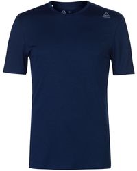 Reebok - S Workout T Shirt Crew Neck Tee Top Short Sleeve Mesh Stretch Navy Xl - Lyst