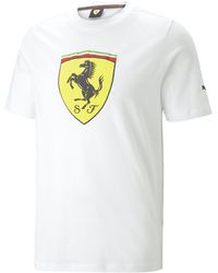 PUMA - S Ferrari Race Shield T-shirt Regular Fit Crew Neck White Xxl - Lyst